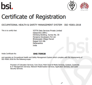 Certificate: ISO 45001 : 2018