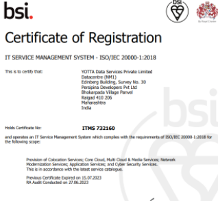 Certificate: ISO/IEC 20000-1 : 2018